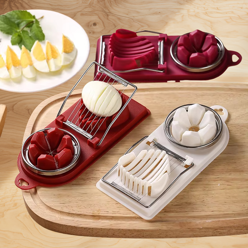 2-in-1 Multifunctional Stainless Steel Egg Slicer Luncheon Meat Cutter Household Section Cutter Mold Flower-Shape Kitchen
