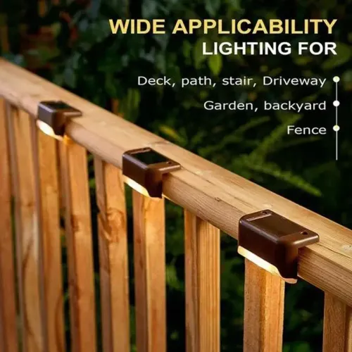 Outdoor Mini Patio Garden Pathway Fences Led Solar Deck Lights Waterproof Warm White Solar Stairs Step Lights