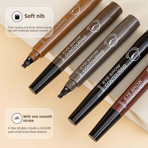 Microblading Eyebrow Pen 4 Fork Tip Tattoo Pencil Long Lasting Fine Sketch Brown Black Waterproof Four Tip Eyebrow Pencil