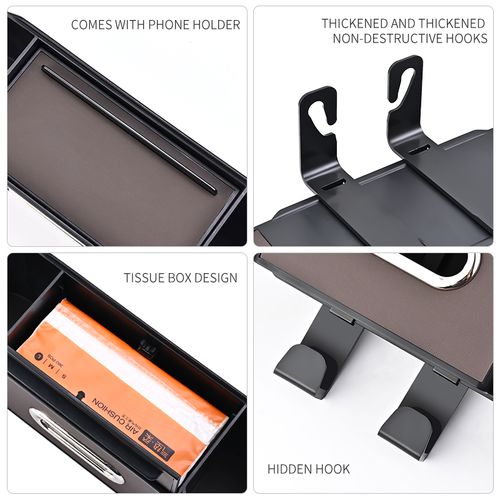 Chair Back Leather Storage Box Mobile Phone Holder Cup Holder Tissue Box Auto Parts Suitable for All Models