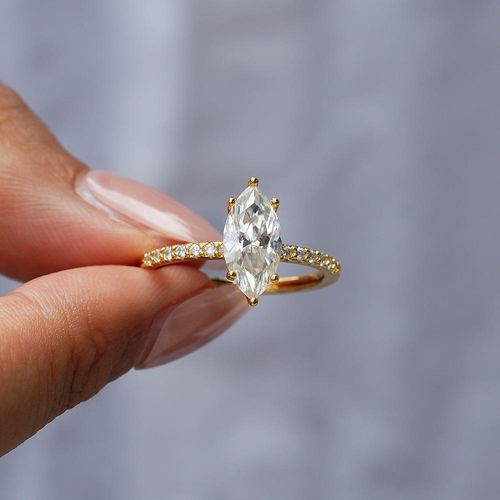 2CT 3CT Marquise Diamond Rings for Women VVS Moissanite Diamond Rings 925 Silver Gold Plated Fine Jewelry