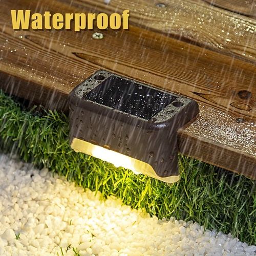 Outdoor Mini Patio Garden Pathway Fences Led Solar Deck Lights Waterproof Warm White Solar Stairs Step Lights