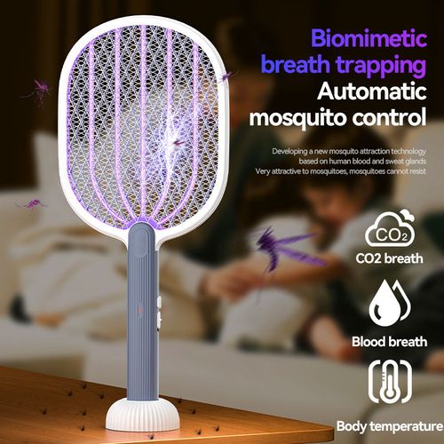 Electric Mosquito Swatter with Auto Mosquito Luring - Rechargeable 2-in-1 Mosquito Killer Lamp for Home