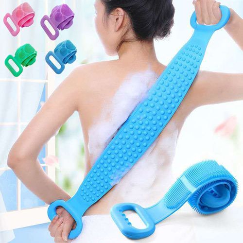 Silicone Shower Exfoliating Brush Belt Back Scrub Massage Cleaner Cleaning Bathroom Accessories Bath Brushes Body Scrubber