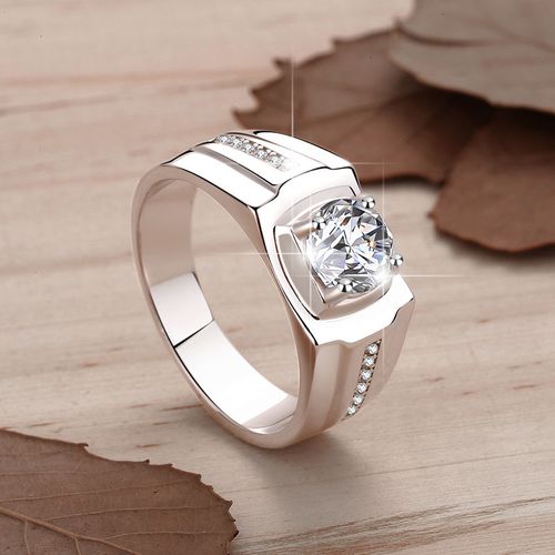 Bestseller! Men's Minimalist Moissanite Ring - Single's Ring, Trendy & Unique, Open Adjustable Band, Vintage Style for Men