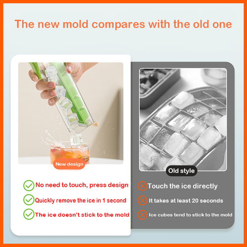 2024 New Small One-hand Press Ice Tray Internet Celebrity Minimalist 6-grid Refrigerator Ice Cubes Maker