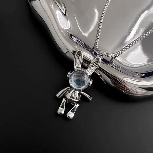 Men Women Stainless Steel Couple Necklace for Men Women Robot Rabbit Spaceman Pendant Designer Hiphop Necklace