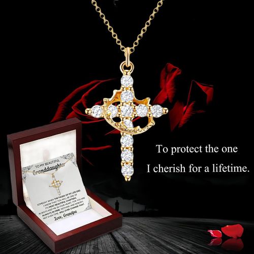 Dropshipping Products 2025 Crown Cross Necklace for Women Necklace Simple Diamond Gold Necklaces Faith Cross Jewelry Lux