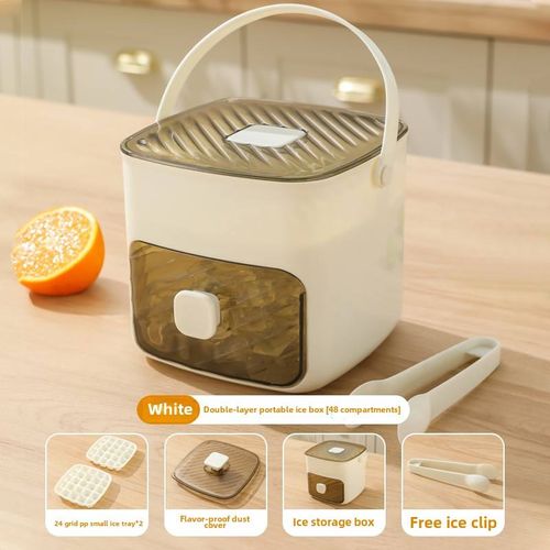 New Large Capacity Food Grade Ice Box Ice Bucket Double-Layer Pressed Ice Cube Mold with Handle Drawer