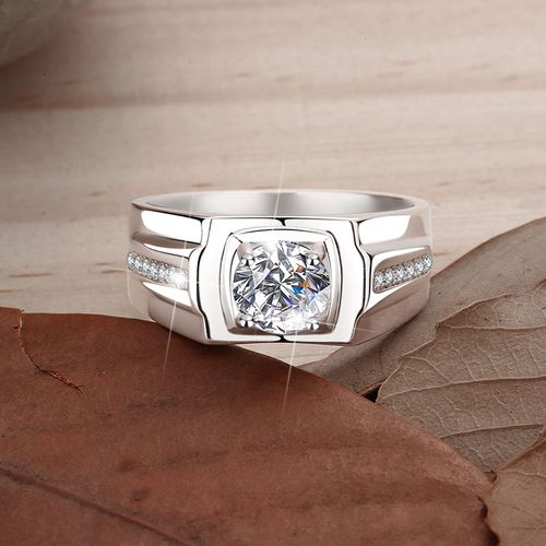 Bestseller! Men's Minimalist Moissanite Ring - Single's Ring, Trendy & Unique, Open Adjustable Band, Vintage Style for Men