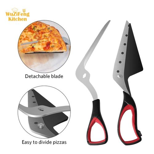 Multifunctional Kitchen Scissors Pizza Cutter Slicer Food-Grade Sharp Stainless Steel Blade Soft Grip Handle Pizza Scissors