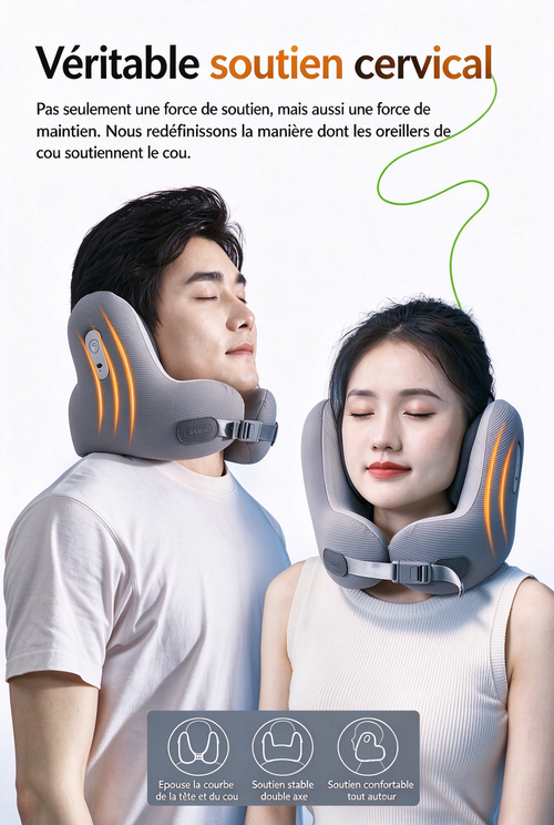 Offre du Black Friday – Coussin cervical en forme de U avec Bluetooth intégré et mousse à mémoire de forme, doté d'une fonction de réduction du bruit (article très prisé)
