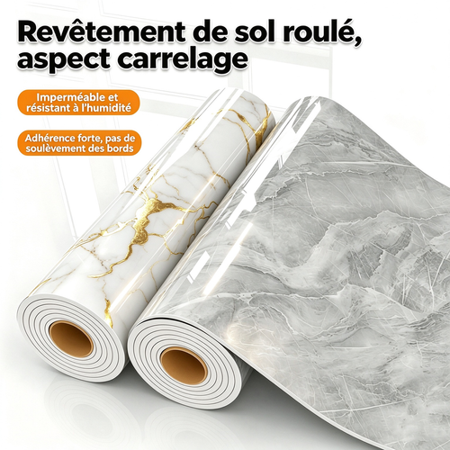 300 cm x 40 cm Papier peint effet marbre lisse avec veinures dorées – Autocollant et repositionnable