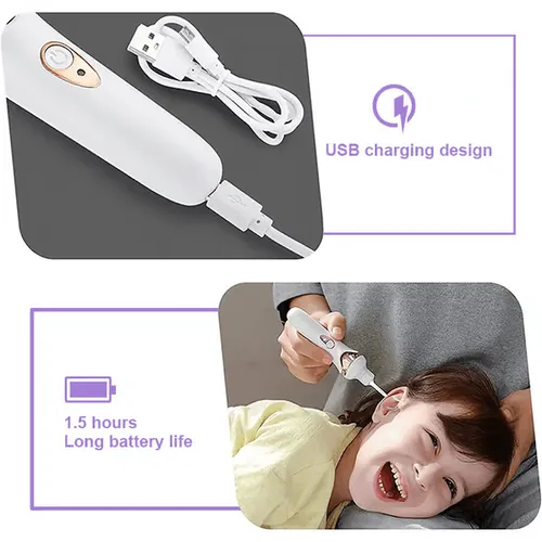 New portable rechargeable light controller low decibel safety electric earwax cleaner💎