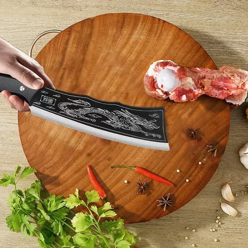 Purely handmade dragon-slaying knife bone knife super fast household knife manual chopping wood stainless steel sharp kitchen knife bone chopping knife