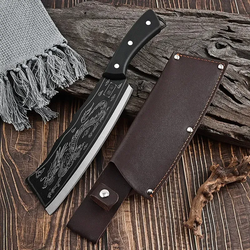 Purely handmade dragon-slaying knife bone knife super fast household knife manual chopping wood stainless steel sharp kitchen knife bone chopping knife