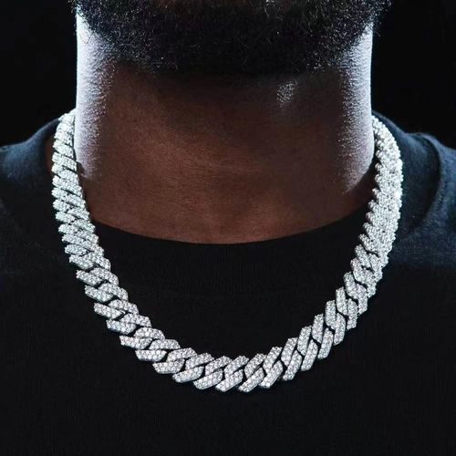 Chilled Spring Womens Jewelry Necklace Bracelet Set Hip Hop Diamond Shaped Cuban Link Set Mens Prongs Miami Jewelry