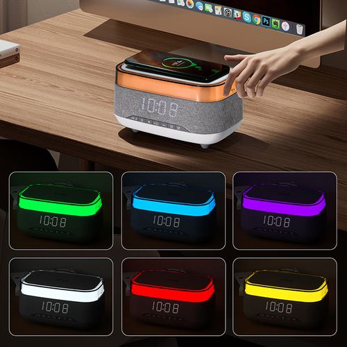 2025 New Multifunction Smart Blue Tooth Speaker with Wireless Charger and Alarm Clock