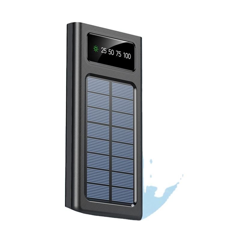 Large Capacity Solar Power Bank With Flashlight Cable Outdoor Fast Charger External Battery 4 Cables USB Mobile Phone Power Bank