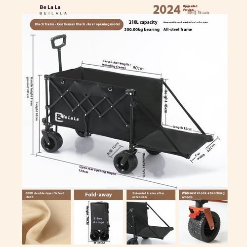 Small Outdoor Camping Camper Cart for Kids Reclining Fishing Wagon Storage Foldable Push-Up Stall Enclosed OEM Customizable