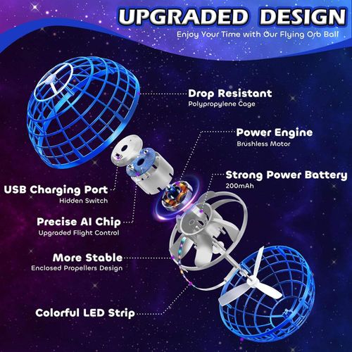 Flying Orb Ball Hand Controlled Mini Drone Outdoor Toys for Kids Adults Birthday Gift Cool Stuff for Boys