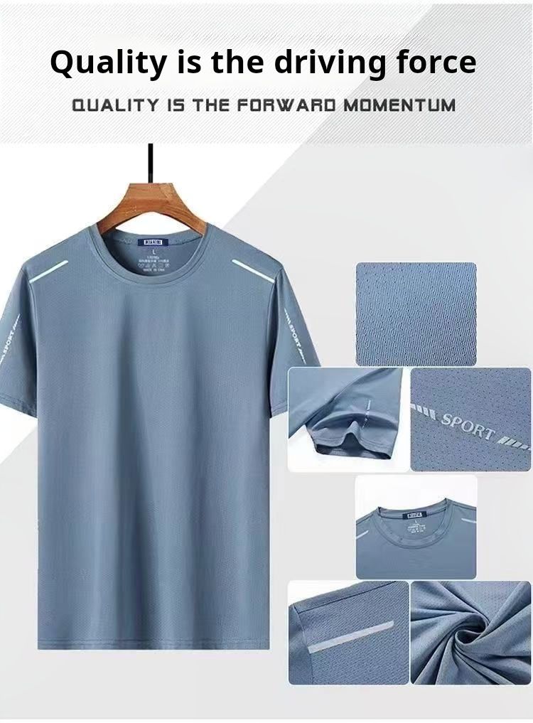 Super tech fabric from China!!! Cool-feeling ice silk men's sports and leisure T-shirts