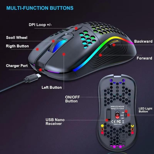 2025 New 6d 7200dpi Optical Sensor Rgb Backlight Game Mouse Lightweight Ergonomic Mice Wireless Gaming Mouse for Computer Laptop