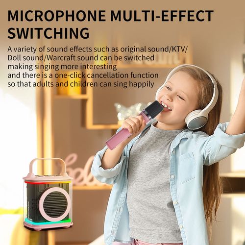 Karaoke Machine, Portable Wireless Speaker Karaoke System Speaker with Wireless Microphone and Colorful Lights for Girls Boys