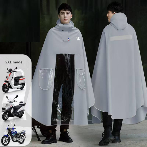 OEM Grey Raincoat Waterproof Electric Car Rainwear With Hood Adults Outdoor Activities