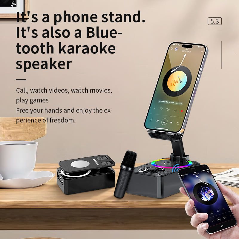 Portable Speaker With Wireless Charging and Holder Function Mobile Phone Wireless Sensor