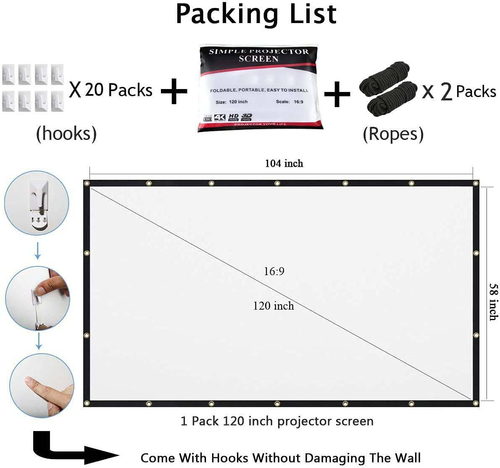 Foldable Polyester Cloth Portable Simple Projection Movies Projector Screens Cheapest Type