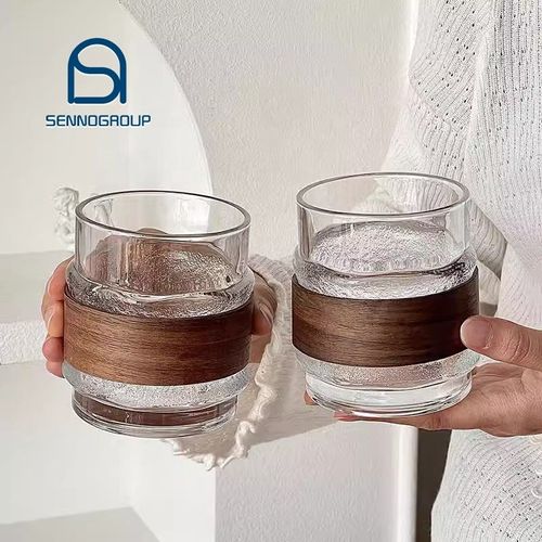 Lelyi Creative Design Ice American Mountain Viewing Cup Exquisite and Niche Anti Scalding Bamboo Cover Glass Coffee Cup