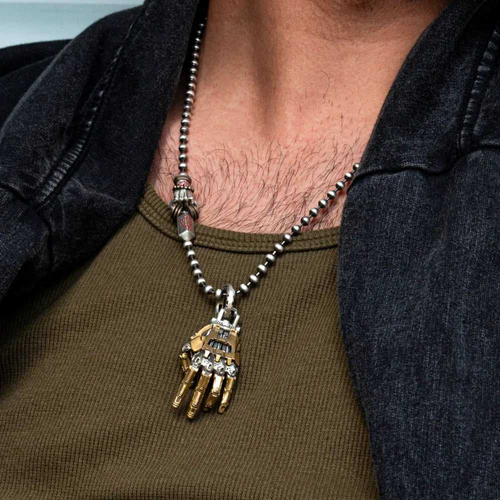 Mechanical Bionic Hand Necklace for Men Pendant Jewelry Personalized Holiday Gift Necklace