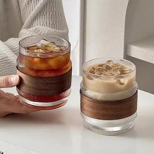 Lelyi Creative Design Ice American Mountain Viewing Cup Exquisite and Niche Anti Scalding Bamboo Cover Glass Coffee Cup