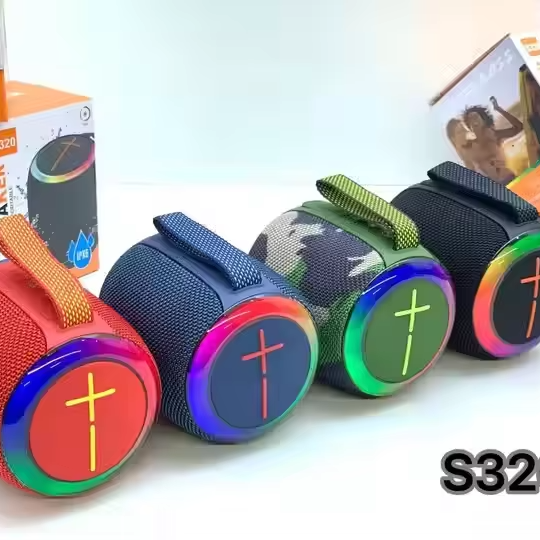 Oem Factory Price Waterproof Ipx5 7w Rgb Round Mini Bocina Portable Fabric Outdoor Bt Wireless Blue Tooth Speaker