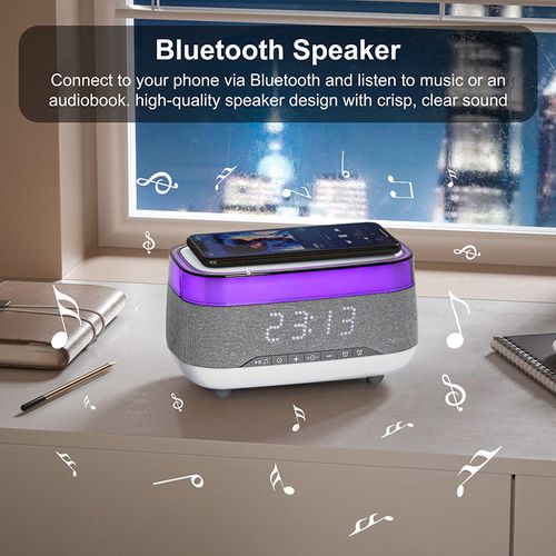 2025 New Multifunction Smart Blue Tooth Speaker with Wireless Charger and Alarm Clock