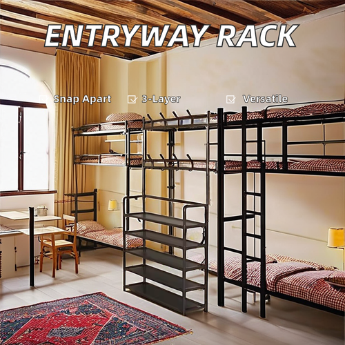 Assembly Coat Clothes Storage Metal Folding Shoe Rack for Entryway Bedroom Dormitory Hangers Hooks Fabric Storage Cabinet