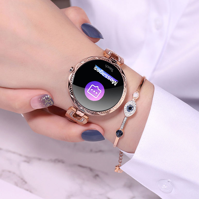 Classic Women Smart Bracelet Blood Pressure Heart Rate Monitor Dress Watches Tracker for Lady Round Screen Gift Smart Watch