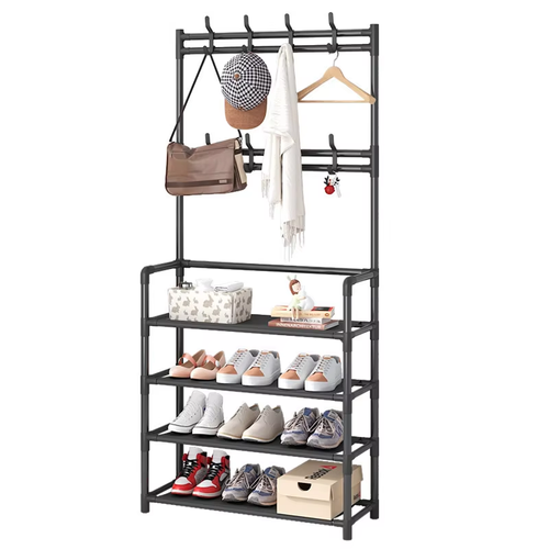 Assembly Coat Clothes Storage Metal Folding Shoe Rack for Entryway Bedroom Dormitory Hangers Hooks Fabric Storage Cabinet