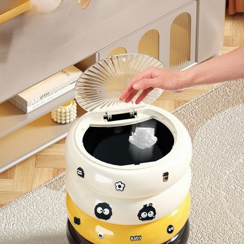 Luxury Creative Trash Can High-quality Household Trash Can with Pulley Movable Paper Basket for Kitchen Living Room
