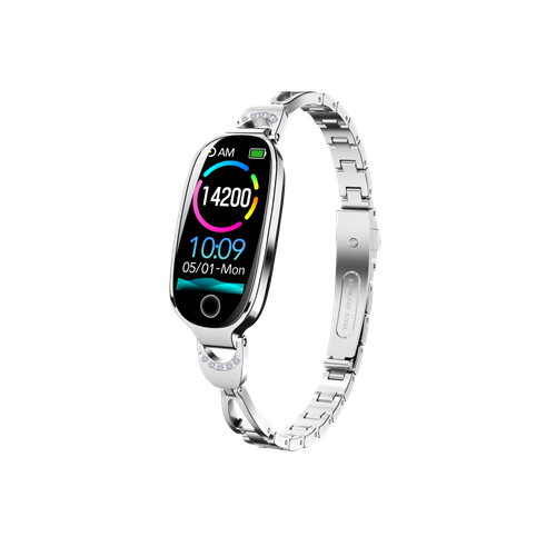 Girl Heart Rate Women Smart Wristband Bracelet Waterproof F81 Smart Watch Metal Strap Blood Oxygen Pressure Breathing Training