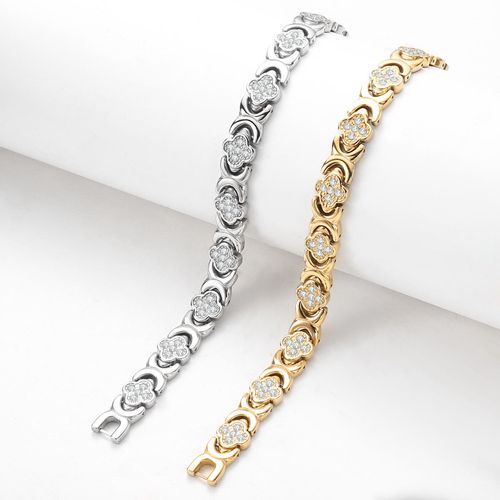 Tiktok Hot Selling Fashionable Clover Stainless Steel Diamond Magnetic Bracelet for Women