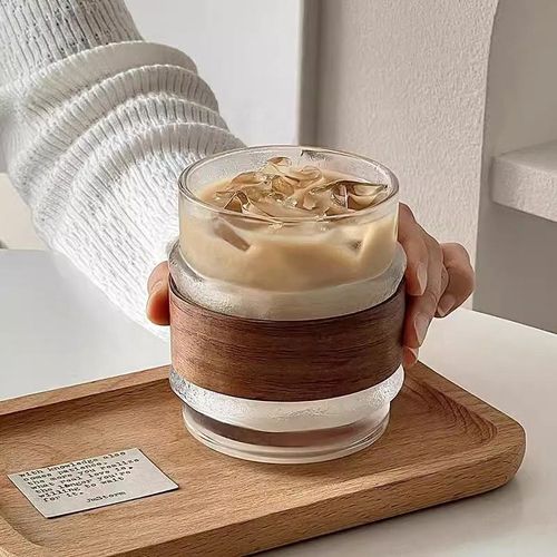 Lelyi Creative Design Ice American Mountain Viewing Cup Exquisite and Niche Anti Scalding Bamboo Cover Glass Coffee Cup