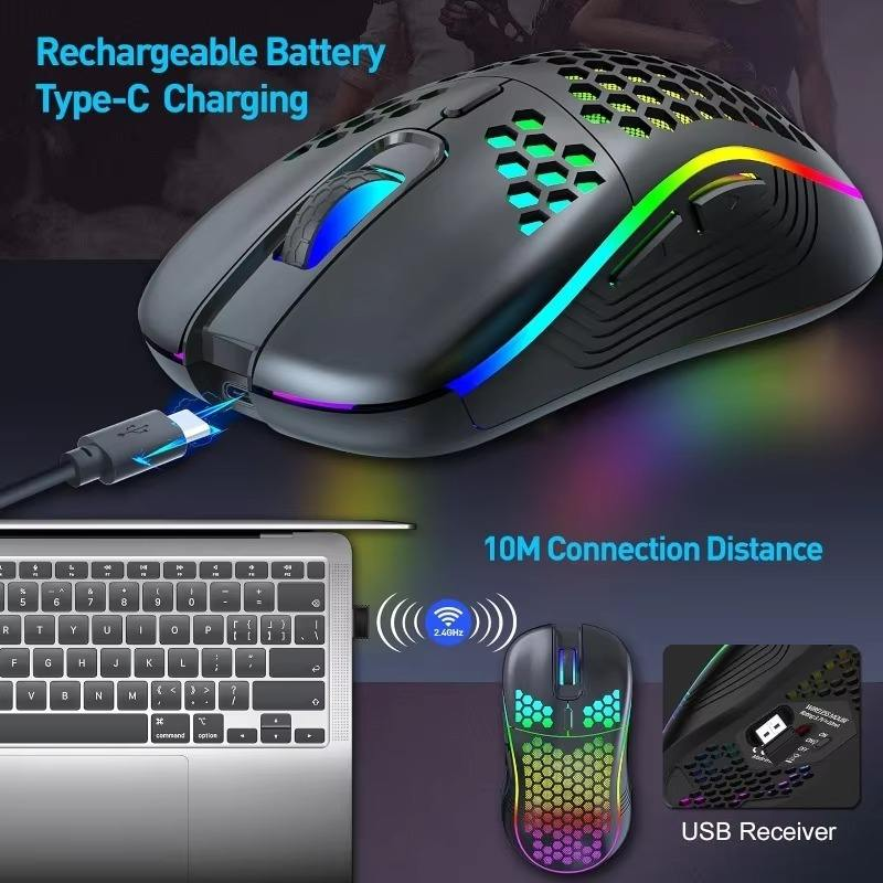 2025 New 6d 7200dpi Optical Sensor Rgb Backlight Game Mouse Lightweight Ergonomic Mice Wireless Gaming Mouse for Computer Laptop