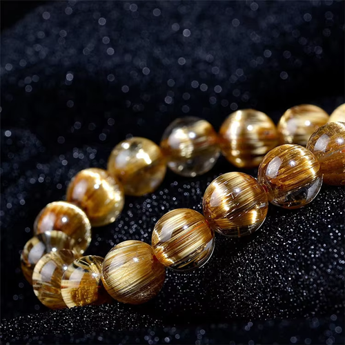 High Quality Cat's Eye Gold Rutilated Quartz Bracelet Men's and Women's Genuine Natural Crystal