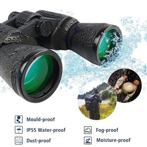 High Power 20x50 Compact Waterproof Binoculars with Night Vision for Bird Watching Hunting Travel & Games Low Light Suitable