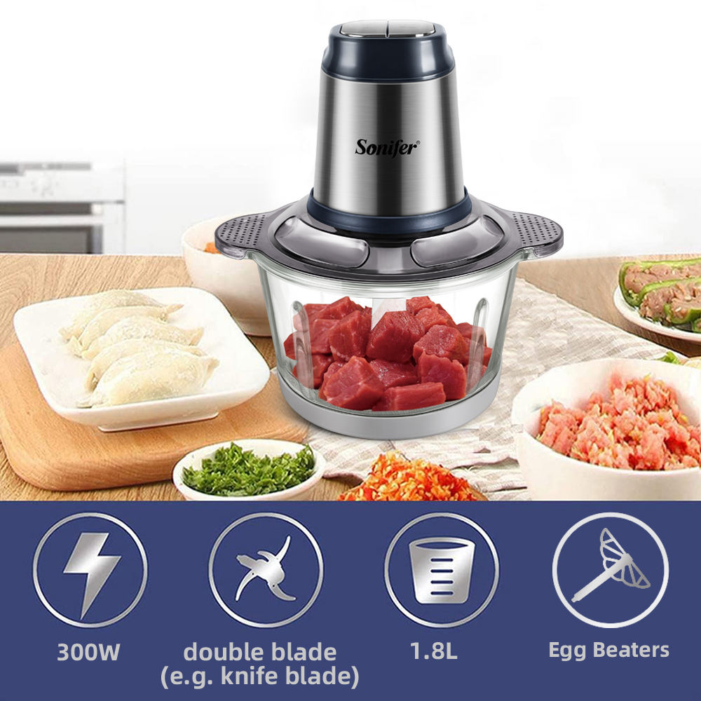 Sonifer SF-8078 Household 300w 2 Speed Motor 1.8L Bowl Multi Function Meat Vegetable Food Chopper Electric