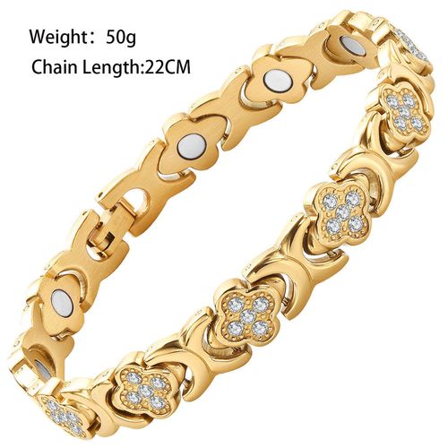Tiktok Hot Selling Fashionable Clover Stainless Steel Diamond Magnetic Bracelet for Women