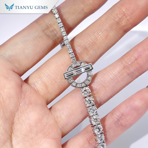 Tianyu Gems Customized 10k 14k 18k Pure White Gold Lab Diamond Tennis Bracelet