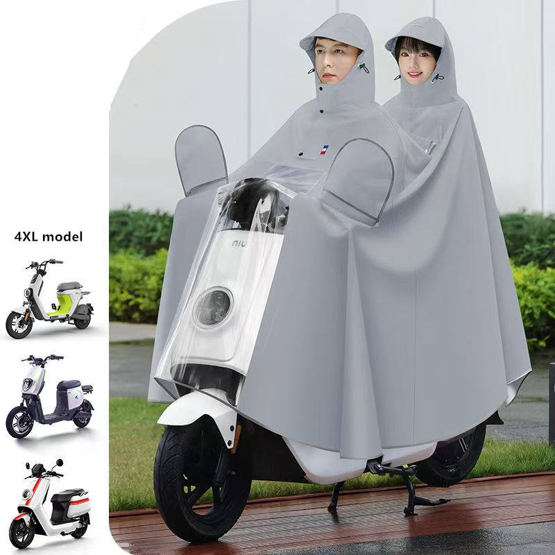 OEM Grey Raincoat Waterproof Electric Car Rainwear With Hood Adults Outdoor Activities